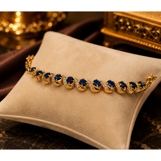 Pre Owned 9ct Sapphire and Diamond Bracelet ZB894